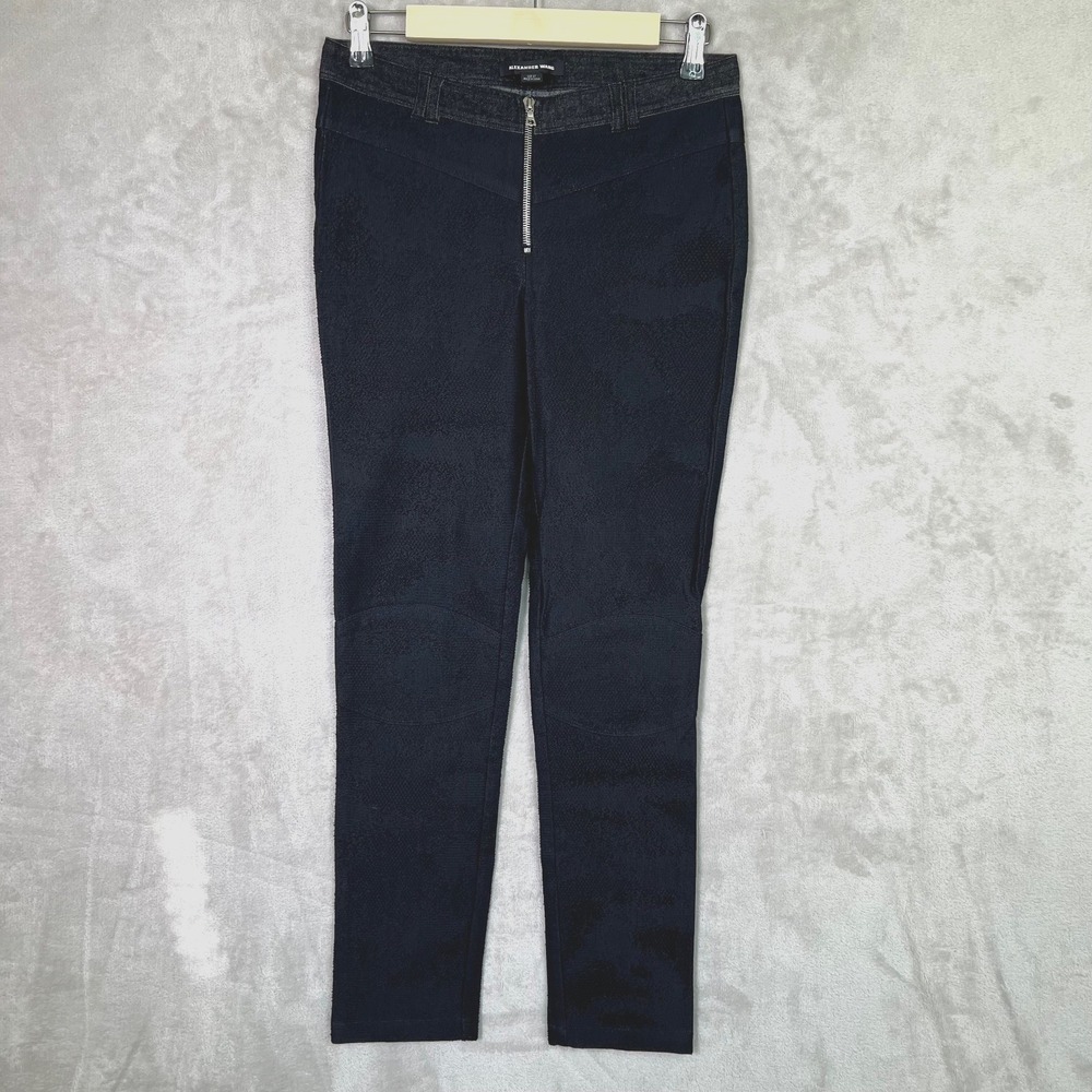 Alexander Wang Pants Lace Denim Biker Pant Size 27 Exposed Zipper Goth Punk‎